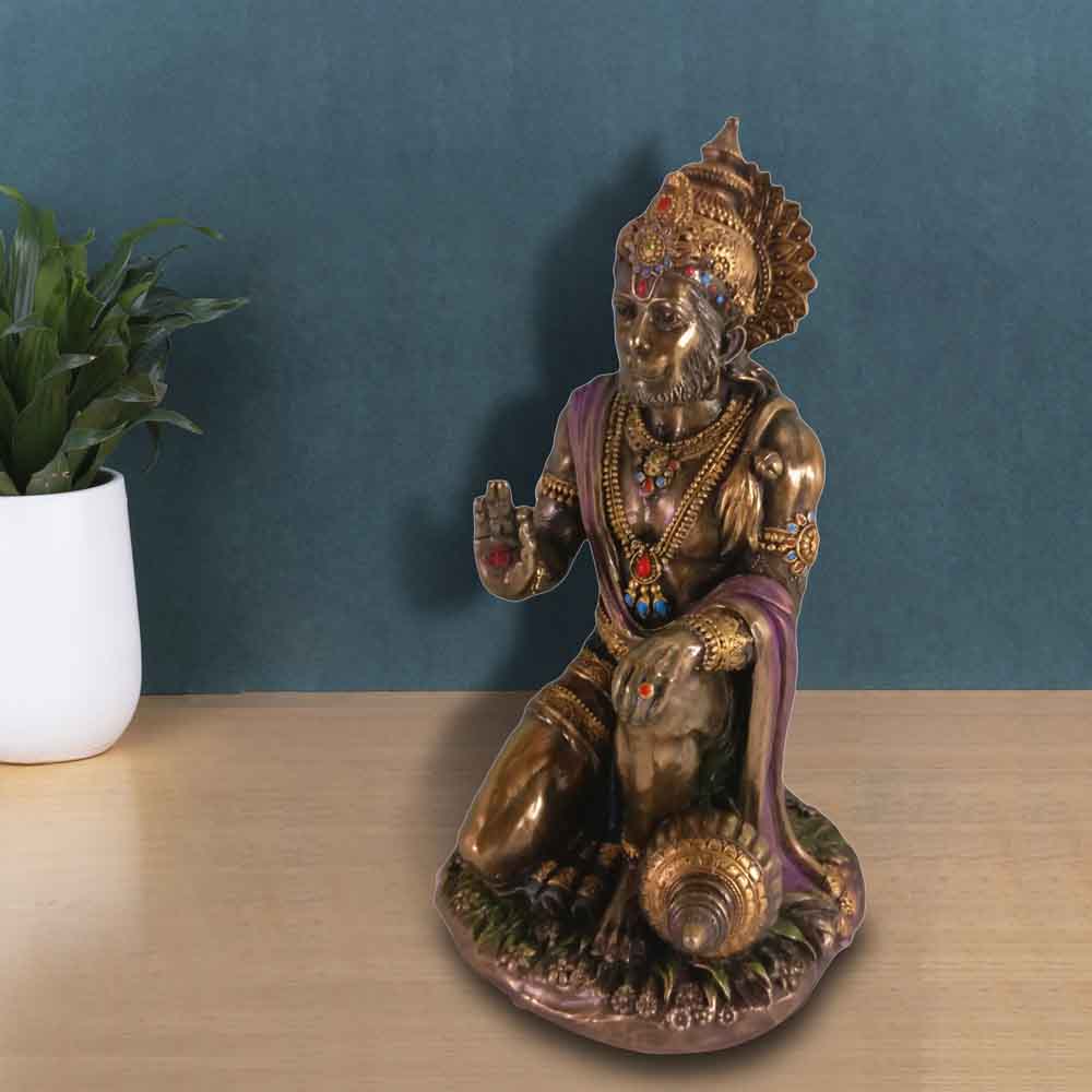 Bronze Cold Cast Sitting Lord Hanuman Statue